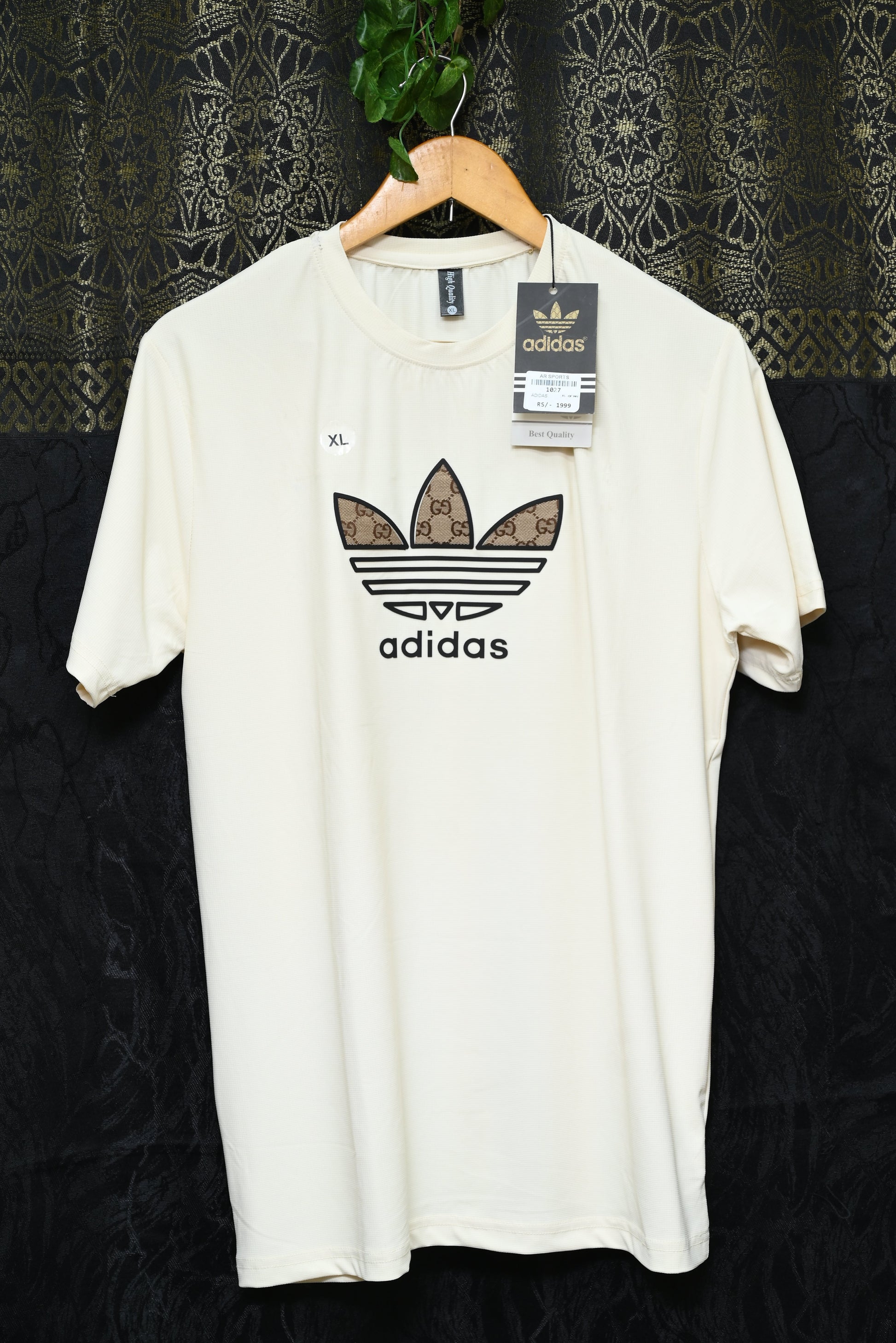 1027-Men’s Smart Fit Adidas Logo Shirt – Stretch Fabric, Round Neck, Button-Up