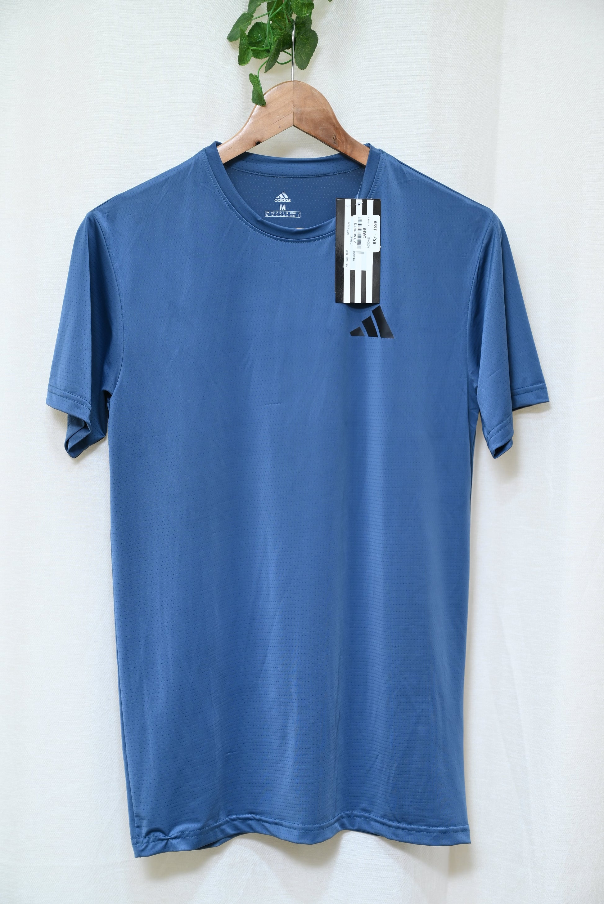 1030-Sporty Smart Fit Shirt – Adidas Logo, Round Neck, Button-Up Style