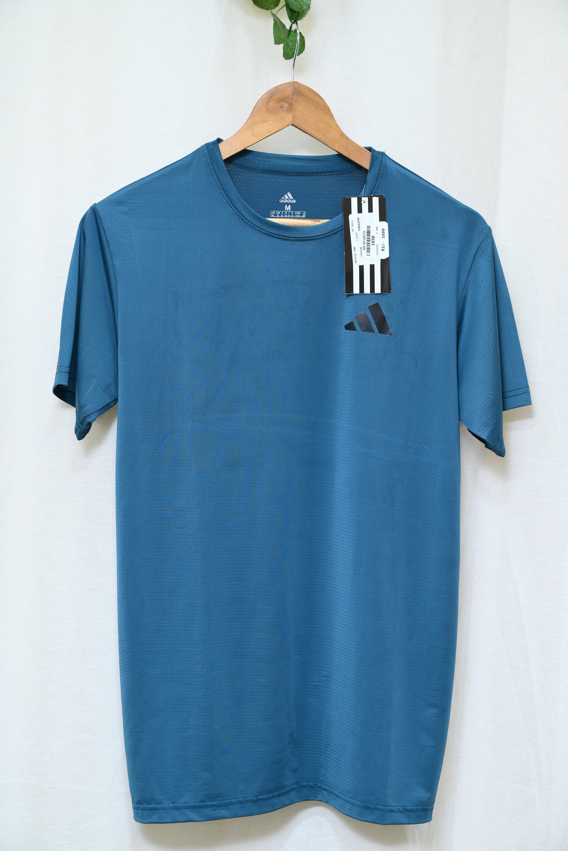 1030-Sporty Smart Fit Shirt – Adidas Logo, Round Neck, Button-Up Style