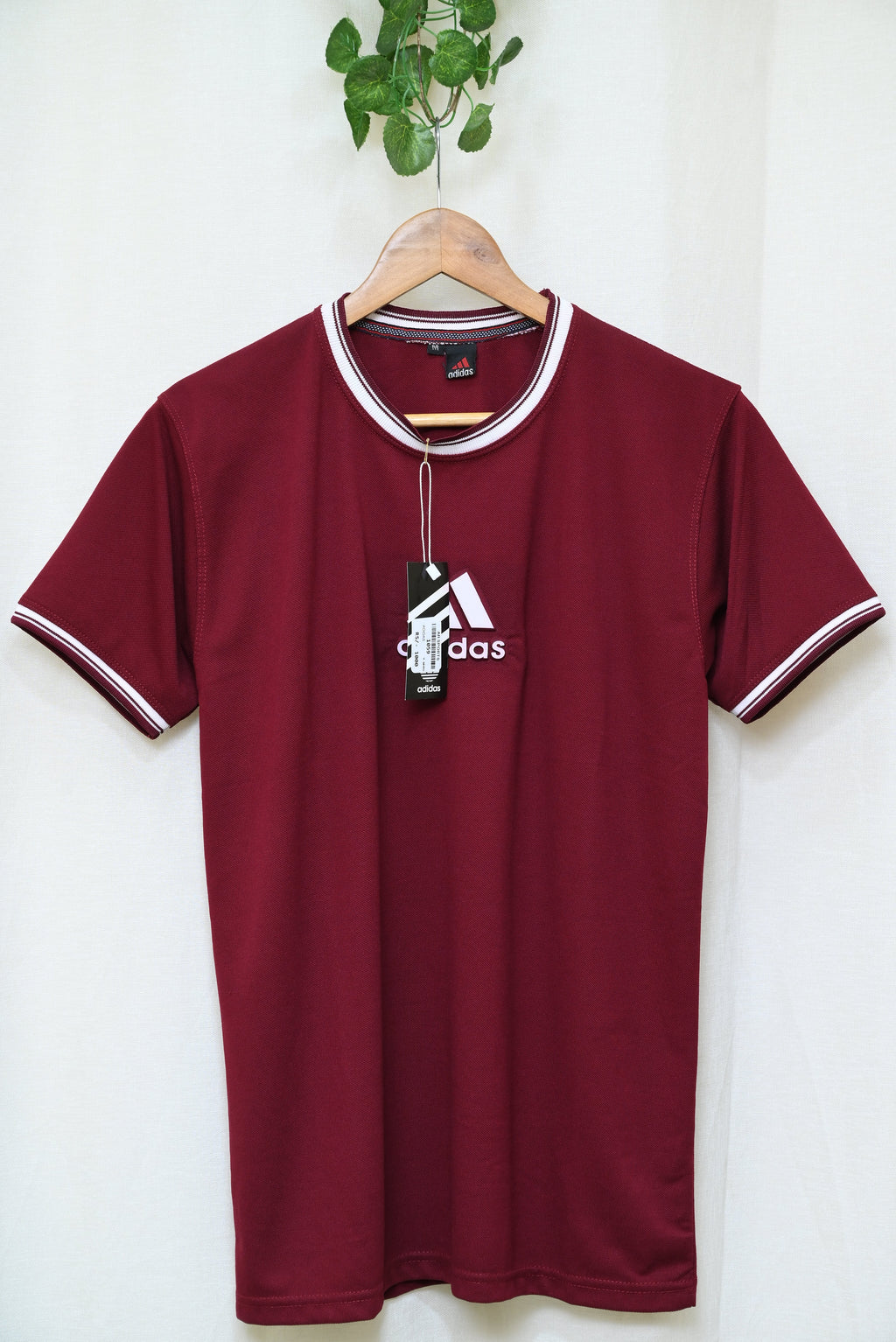 1059-Custom Fit Printed Cotton Shirt – Ribb Round Neck, Button-Up, Half Sleeves