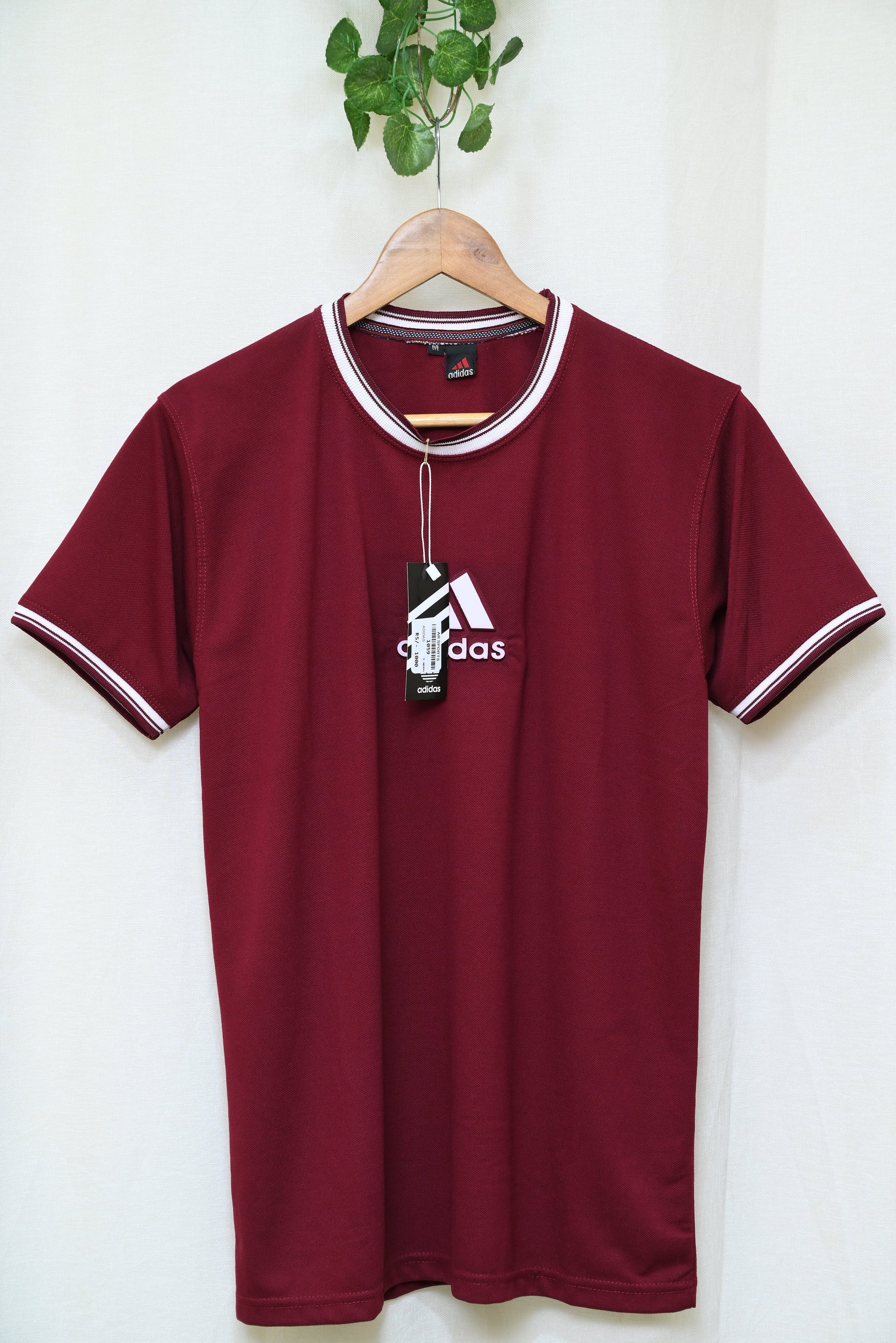 1059-Custom Fit Printed Cotton Shirt – Ribb Round Neck, Button-Up, Half Sleeves