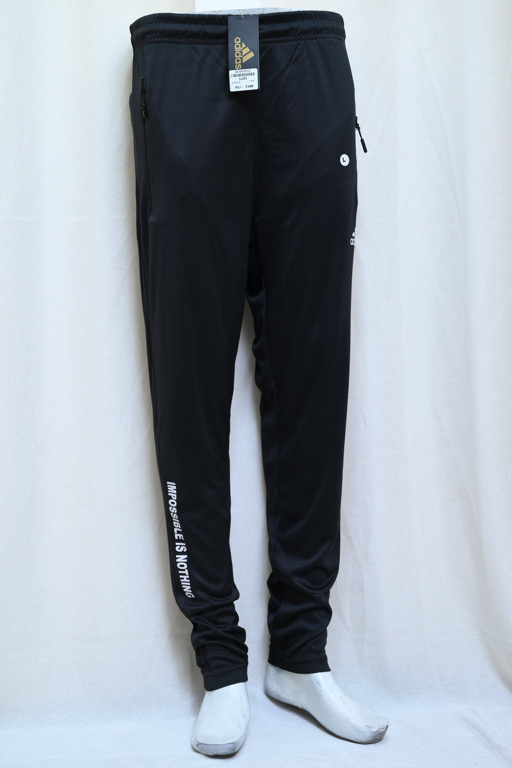 1243-Regular Slim Fit Pants in Fine Interlock Fabric with Zip Pockets