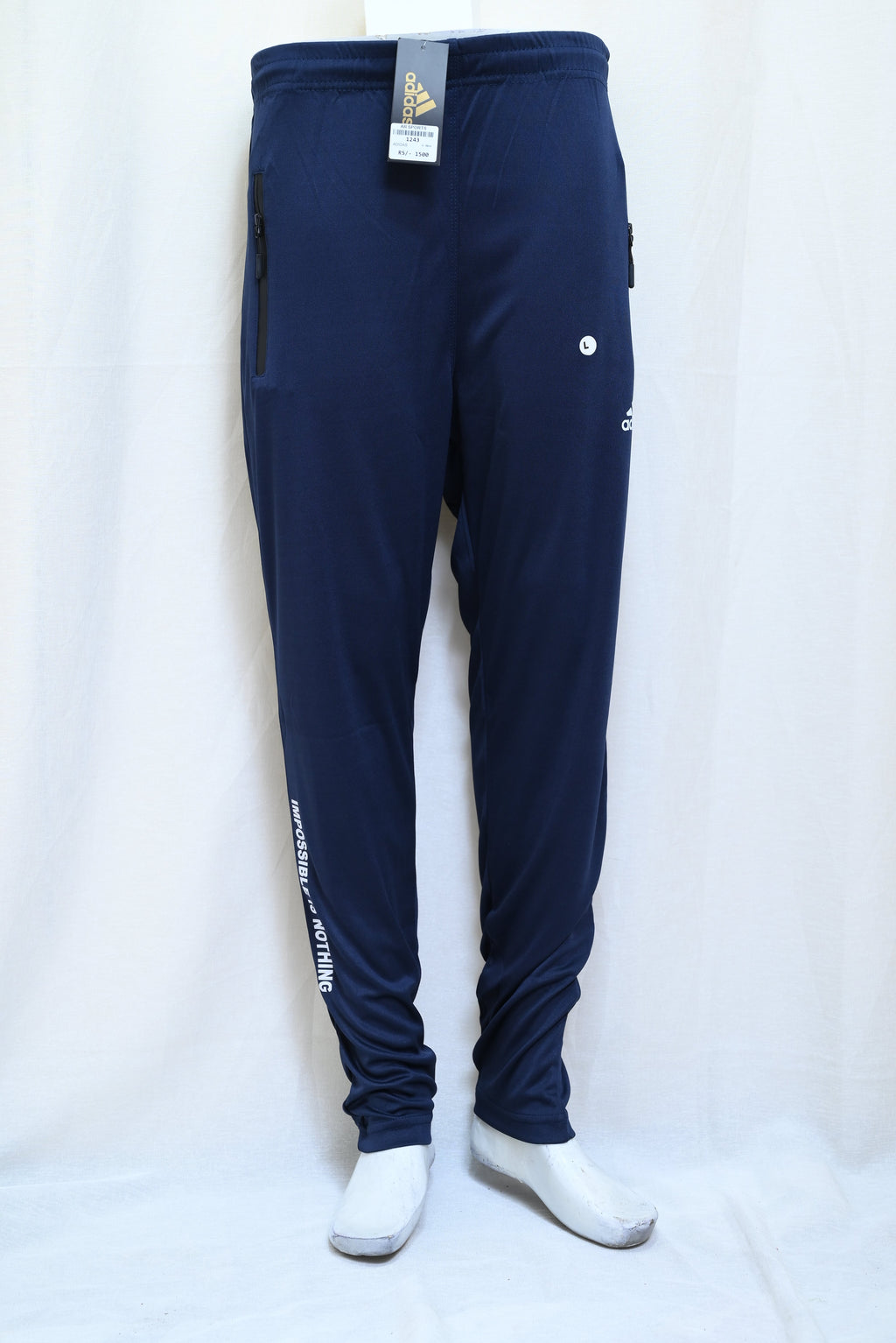 1243-Regular Slim Fit Pants in Fine Interlock Fabric with Zip Pockets