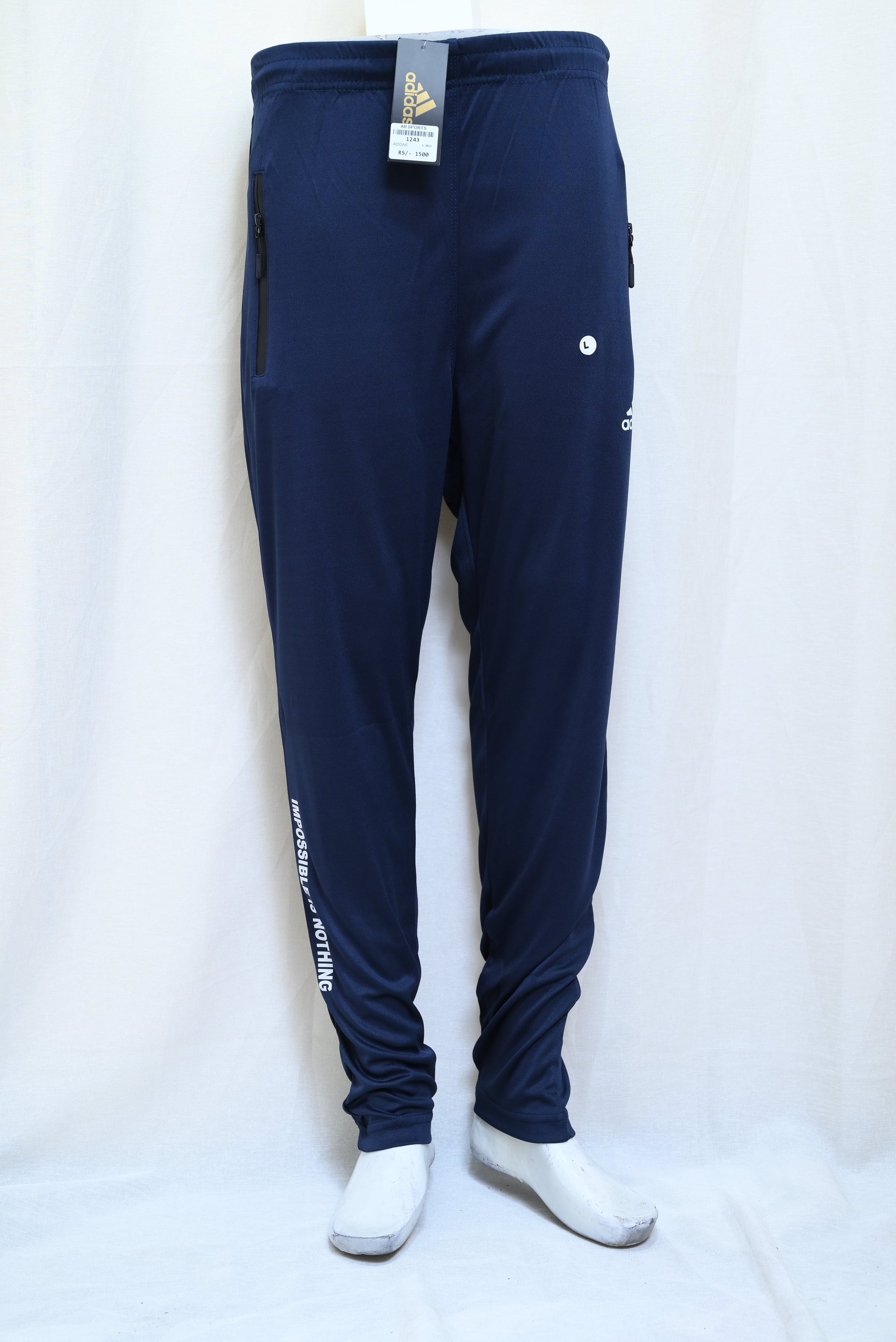 1243-Regular Slim Fit Pants in Fine Interlock Fabric with Zip Pockets