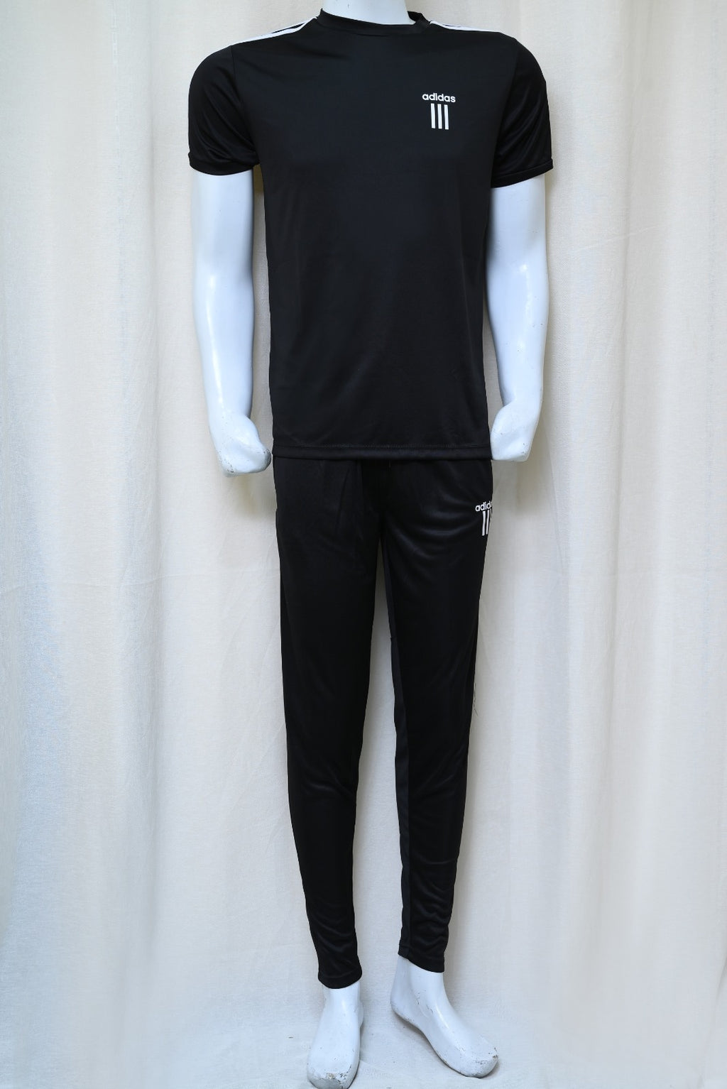 1452-Men's Casual Fit Gym Wear Set – Half Sleeve Polyester Fleece T-Shirt Track Suit
