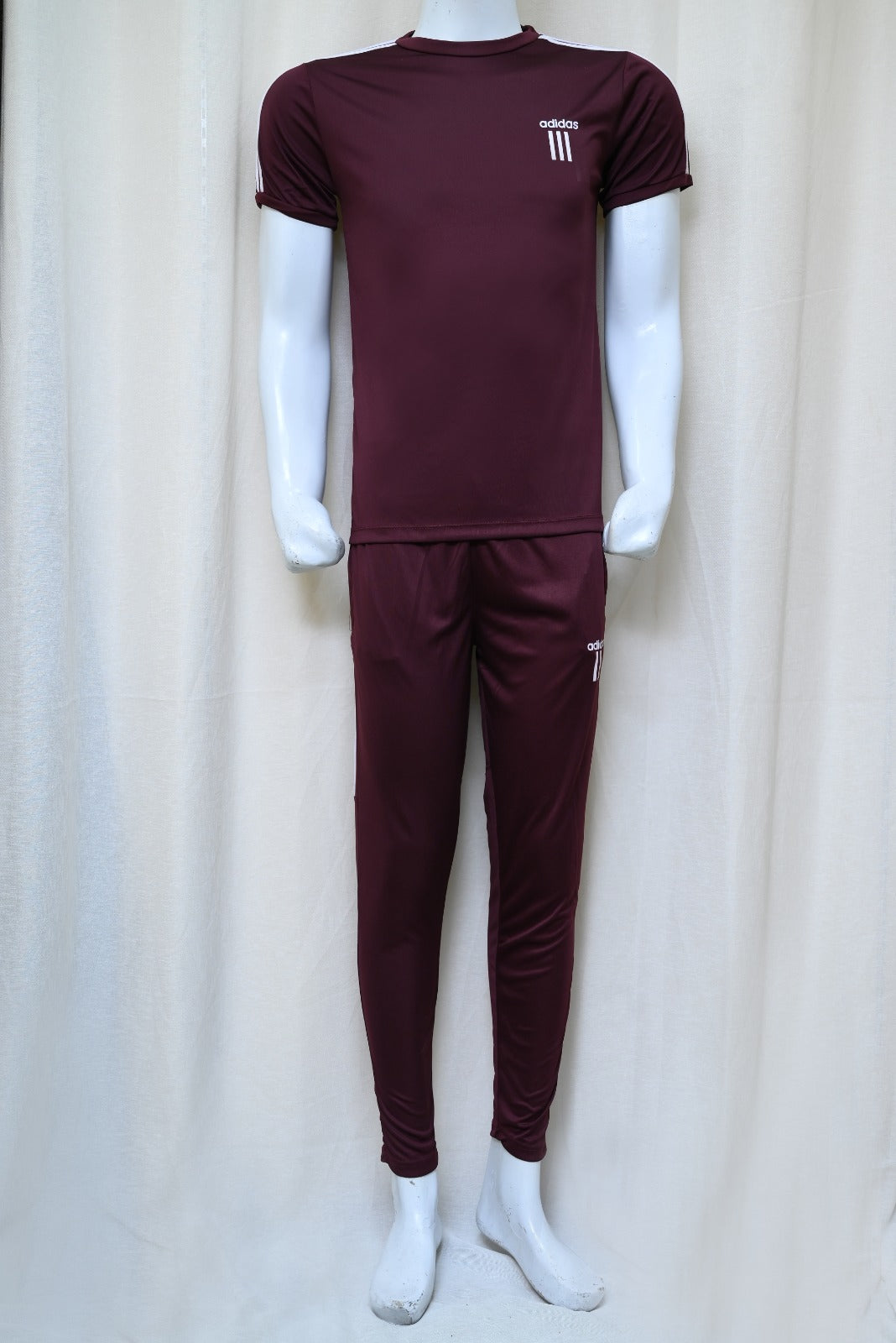 1452-Men's Casual Fit Gym Wear Set – Half Sleeve Polyester Fleece T-Shirt Track Suit