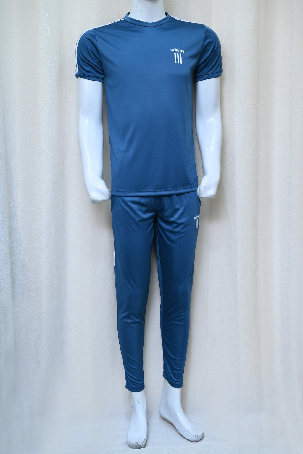 1452-Men's Casual Fit Gym Wear Set – Half Sleeve Polyester Fleece T-Shirt Track Suit