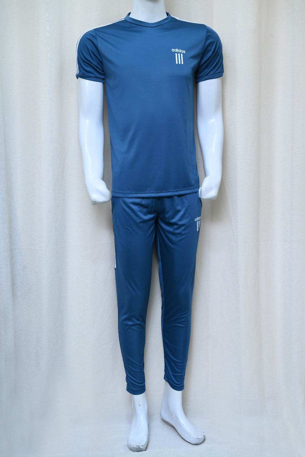 1452-Men's Casual Fit Gym Wear Set – Half Sleeve Polyester Fleece T-Shirt Track Suit