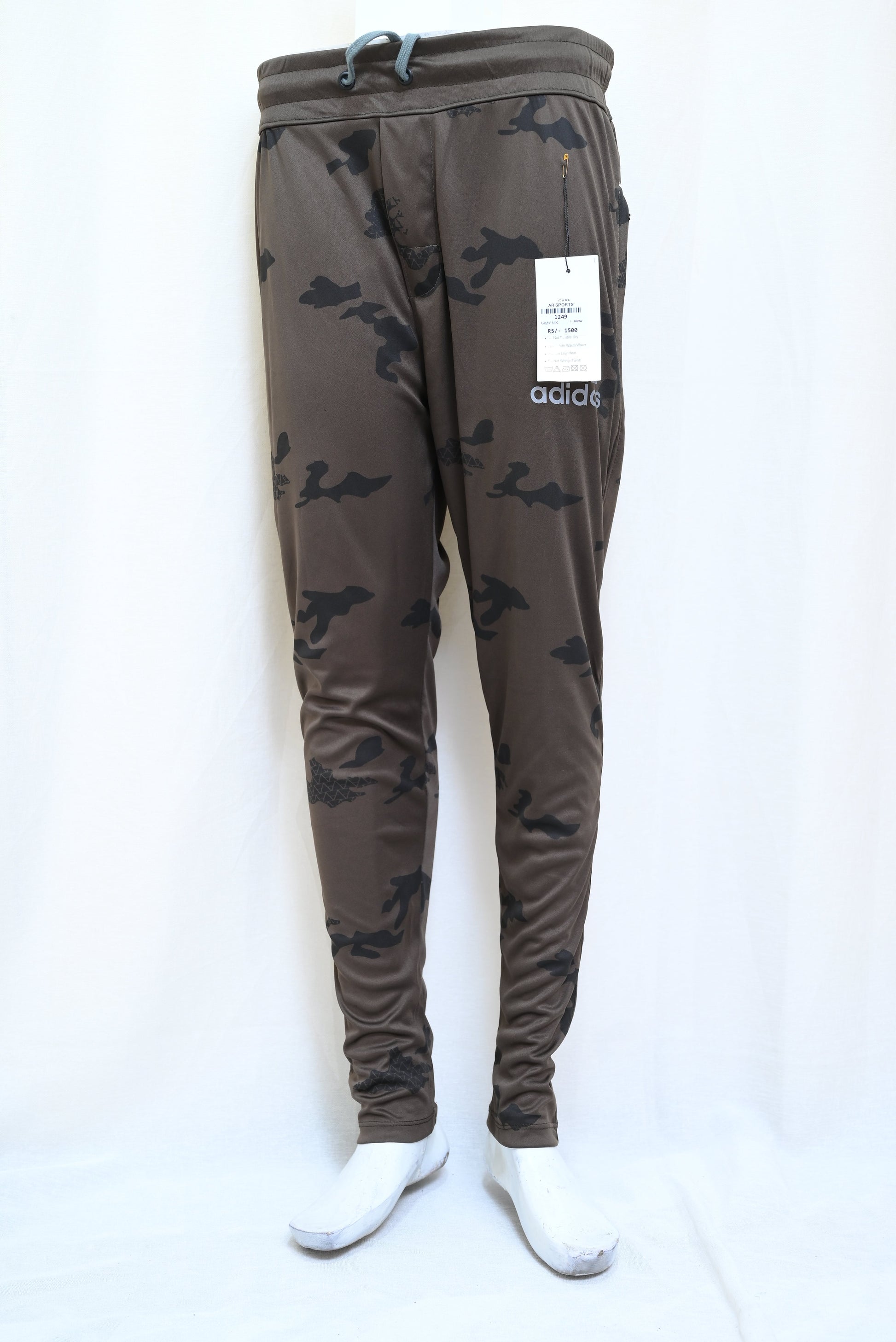 1249-Dry Fit Slim Fit Pants – Narrow Bottom, Elastic Waist & Zip Pockets