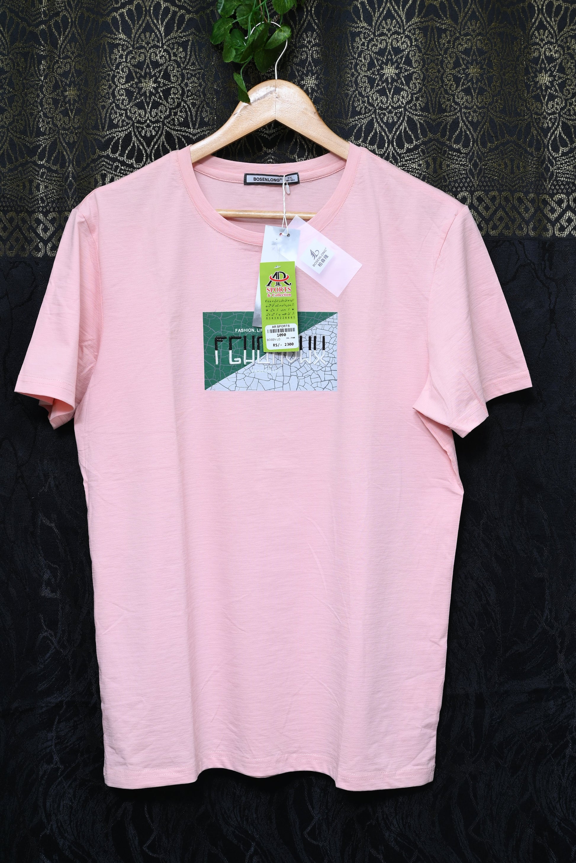 1090-Men's Printed Smart Fit Shirt – Stretch Cotton, Round Neck, Casual Style