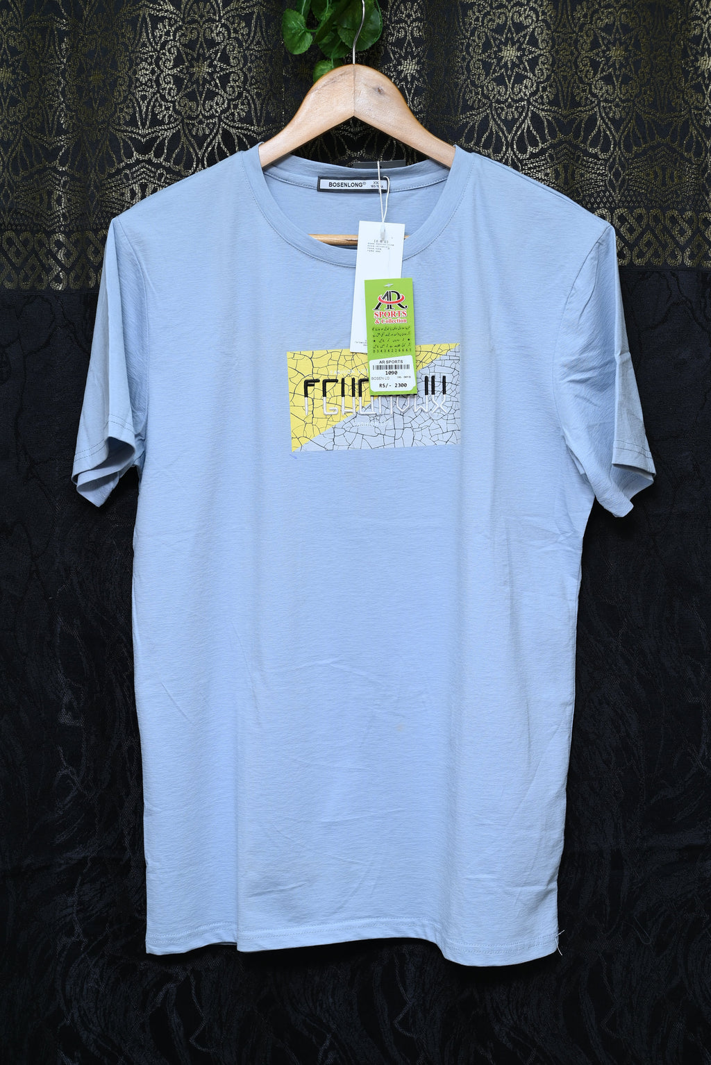 1090-Men's Printed Smart Fit Shirt – Stretch Cotton, Round Neck, Casual Style