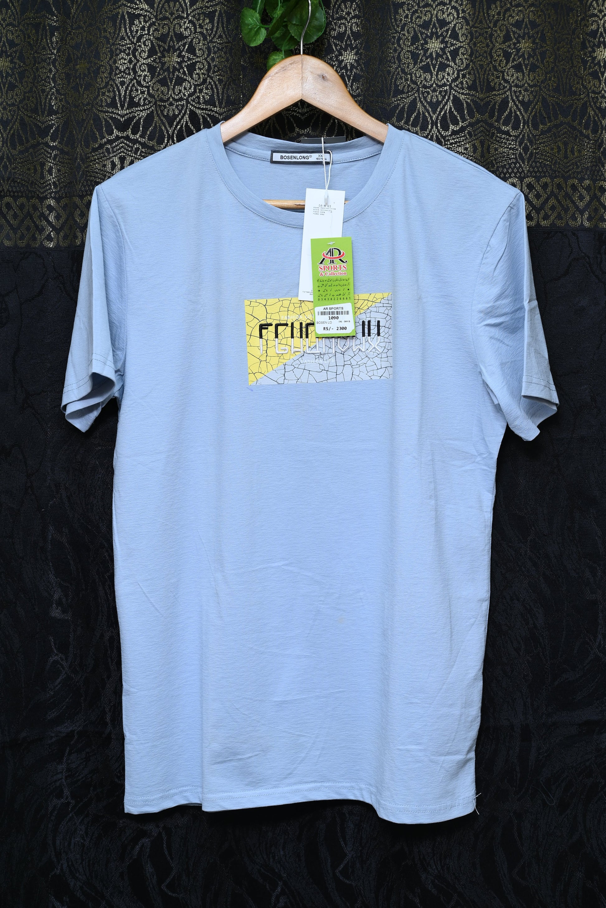 1090-Men's Printed Smart Fit Shirt – Stretch Cotton, Round Neck, Casual Style