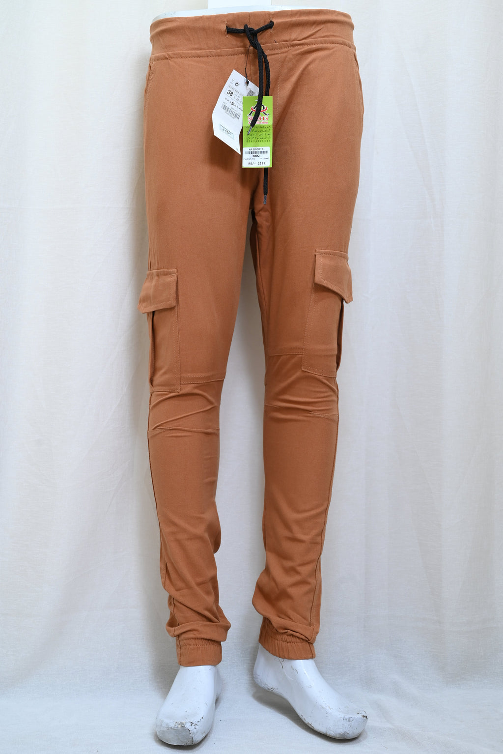 3002-Modern Slim Fit Cargo Trousers – Utility Style with Concealed Zip Fly