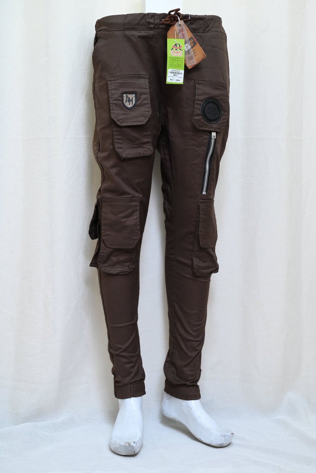 3012-Slim Fit Casual Cargo Trousers – Cotton Rich, Six Functional Pockets