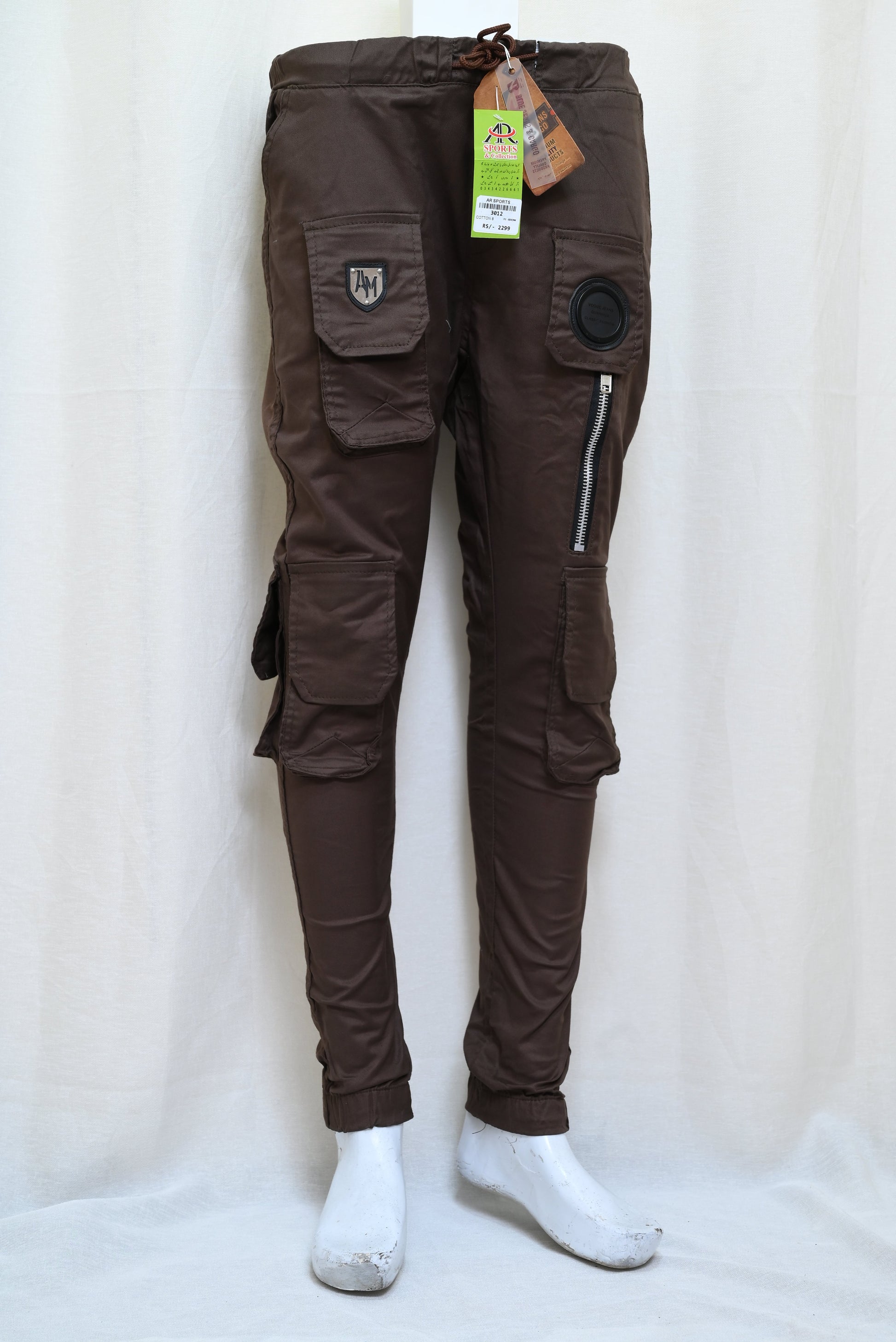 3012-Slim Fit Casual Cargo Trousers – Cotton Rich, Six Functional Pockets