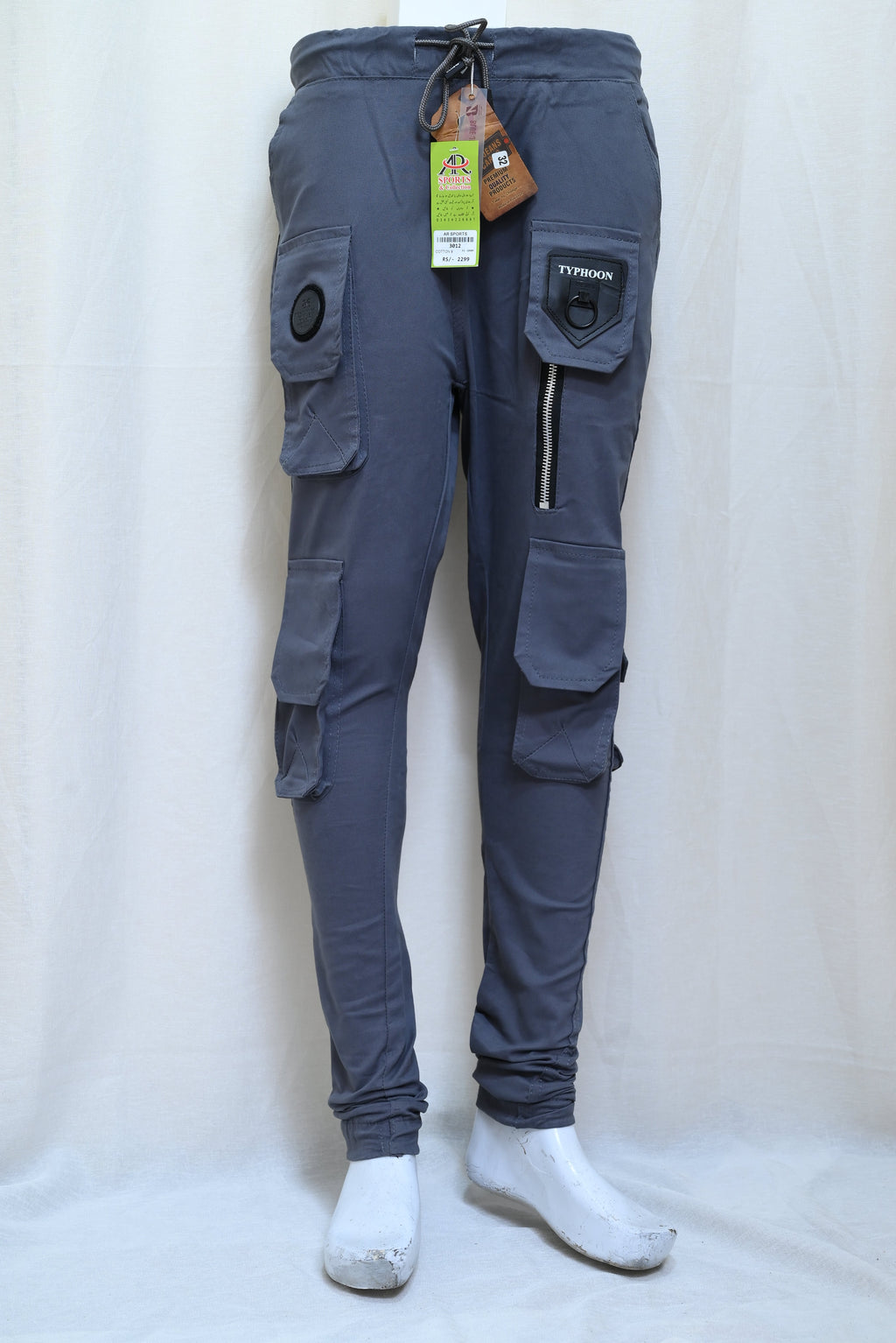 3012-Slim Fit Casual Cargo Trousers – Cotton Rich, Six Functional Pockets