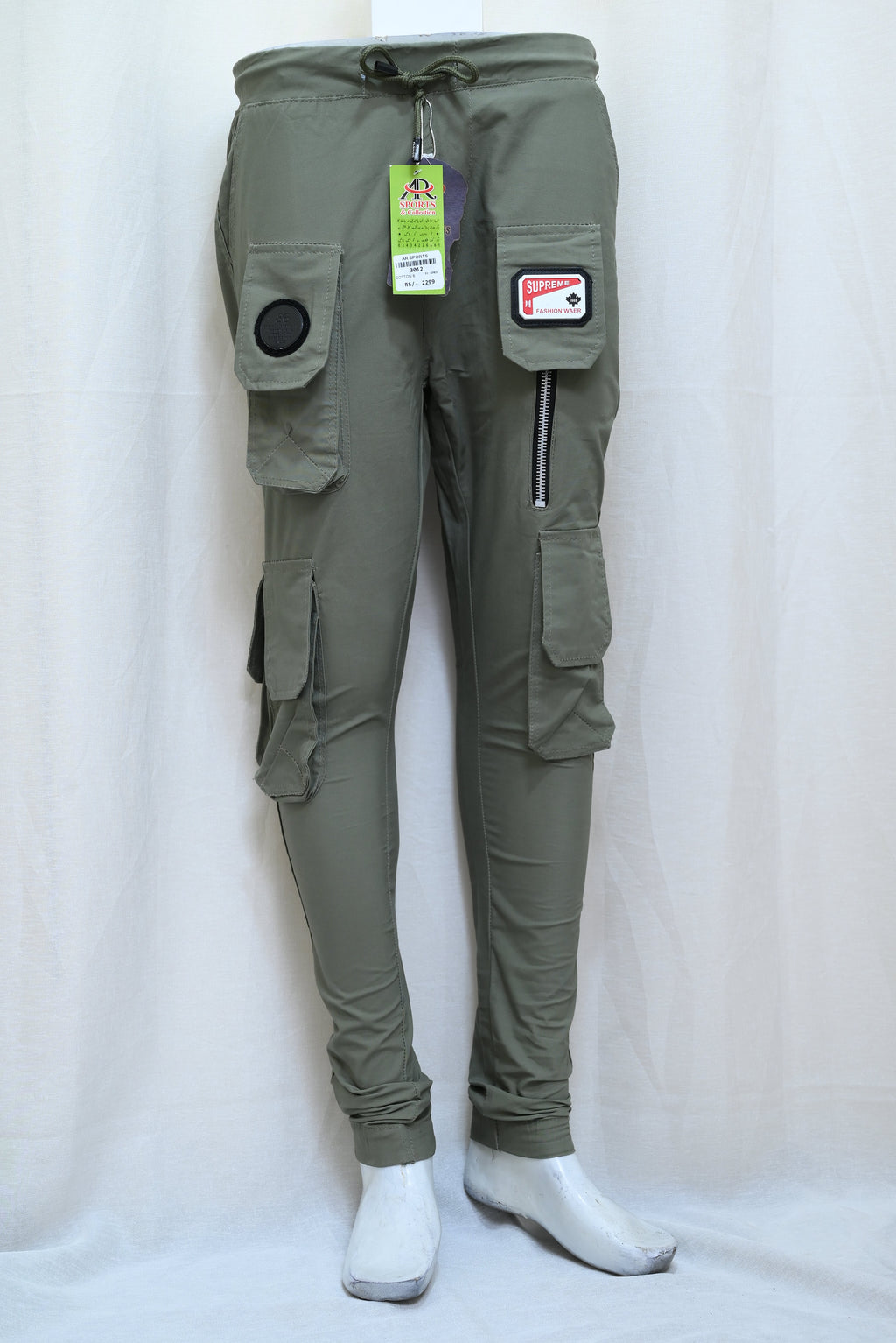 3012-Slim Fit Casual Cargo Trousers – Cotton Rich, Six Functional Pockets