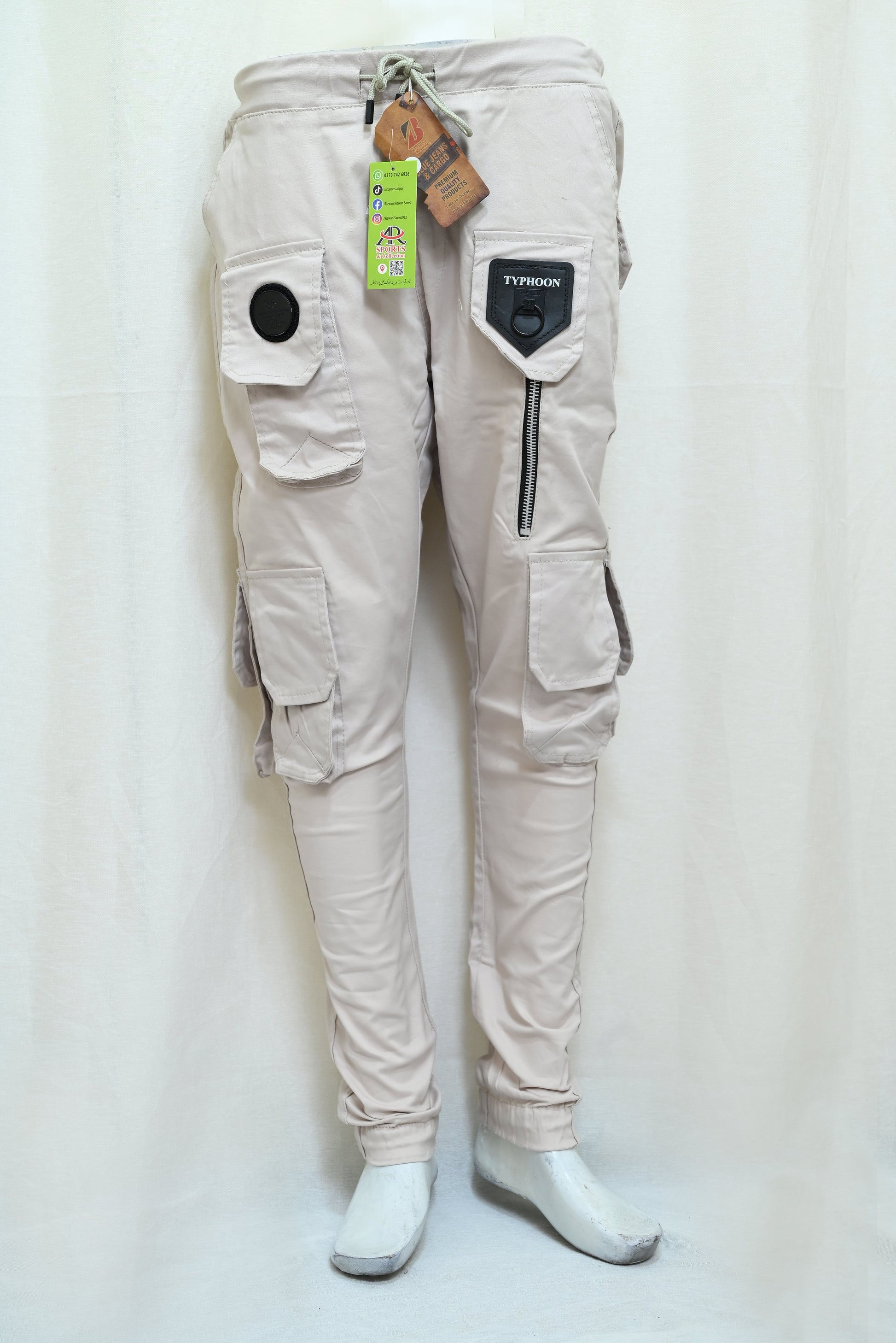 3012-Slim Fit Casual Cargo Trousers – Cotton Rich, Six Functional Pockets