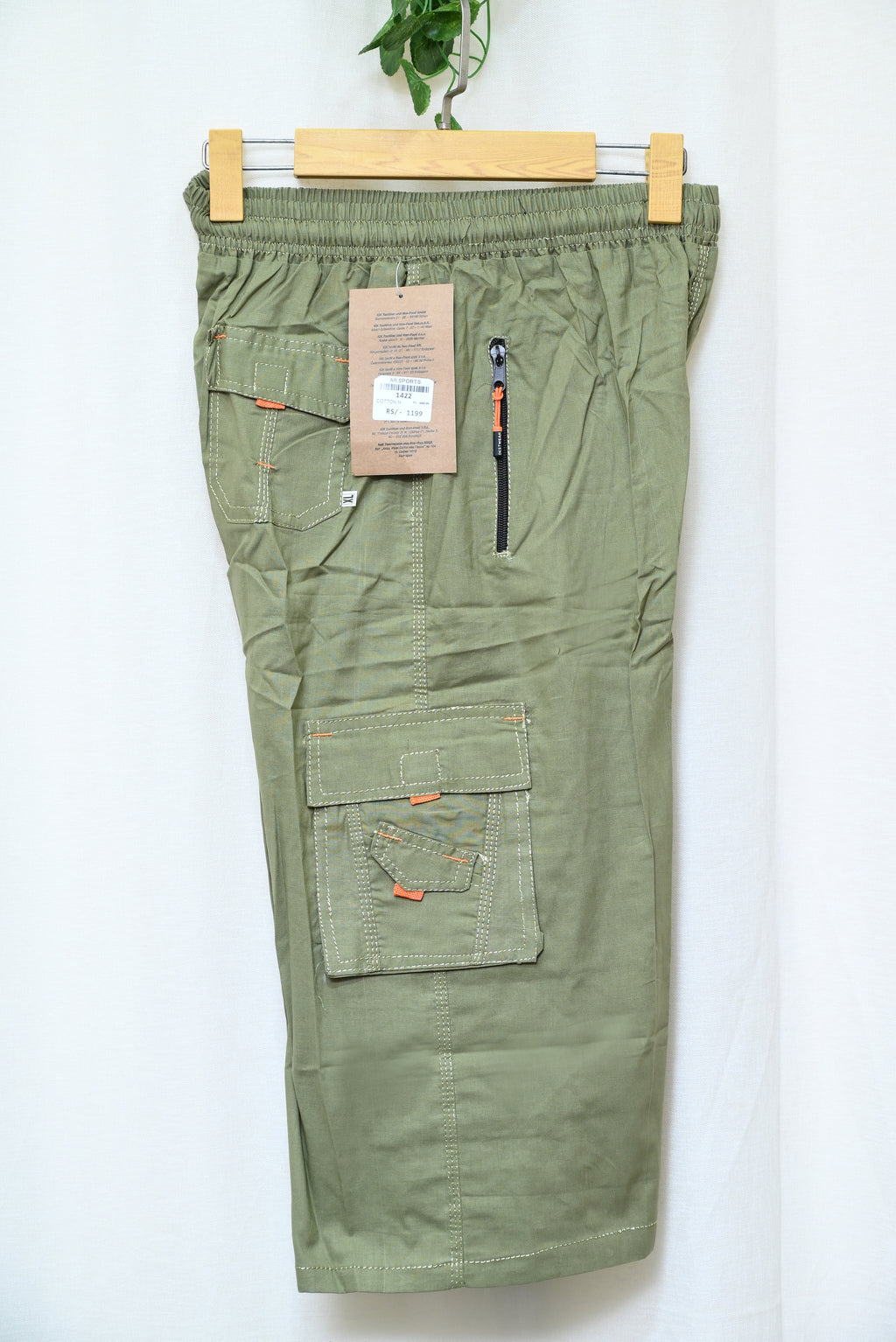 1422-Men’s Long Cargo Nikker – 6-Pocket Summer Shorts in China Cotton