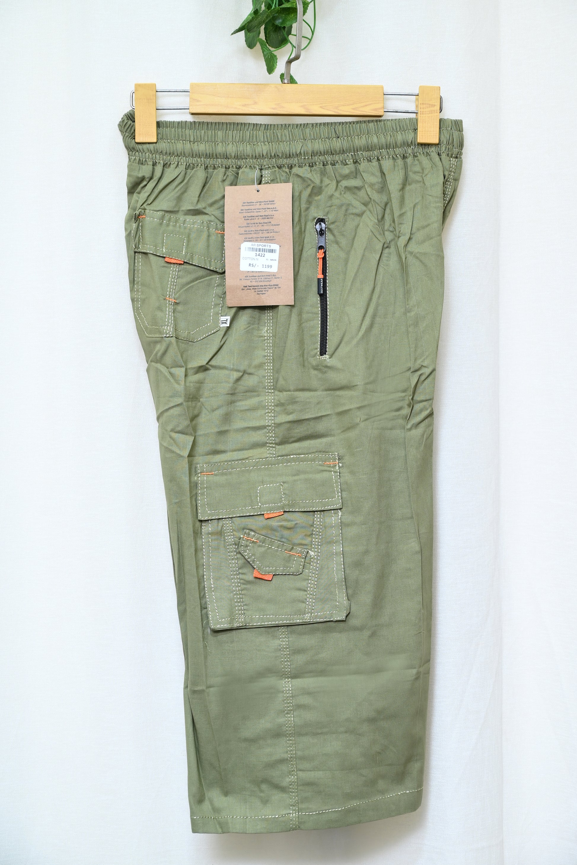 1422-Men’s Long Cargo Nikker – 6-Pocket Summer Shorts in China Cotton