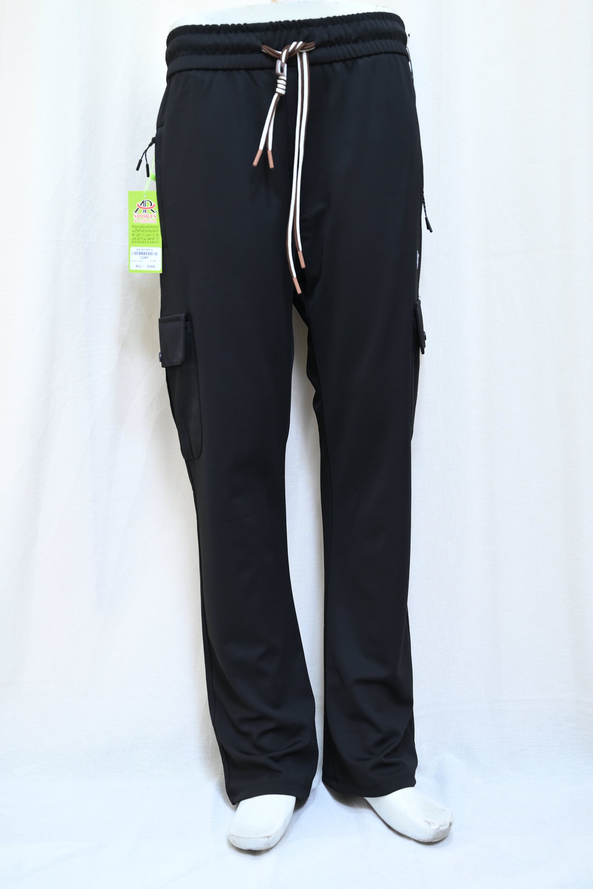 1207-Slim Fit Cotton Cargo Trousers – Button Closure, Dry Fit Fabric