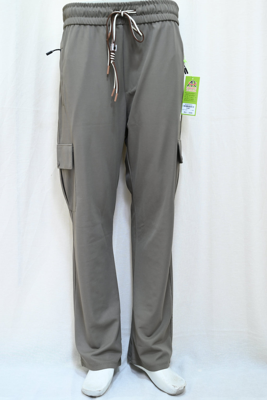 1207-Slim Fit Cotton Cargo Trousers – Button Closure, Dry Fit Fabric