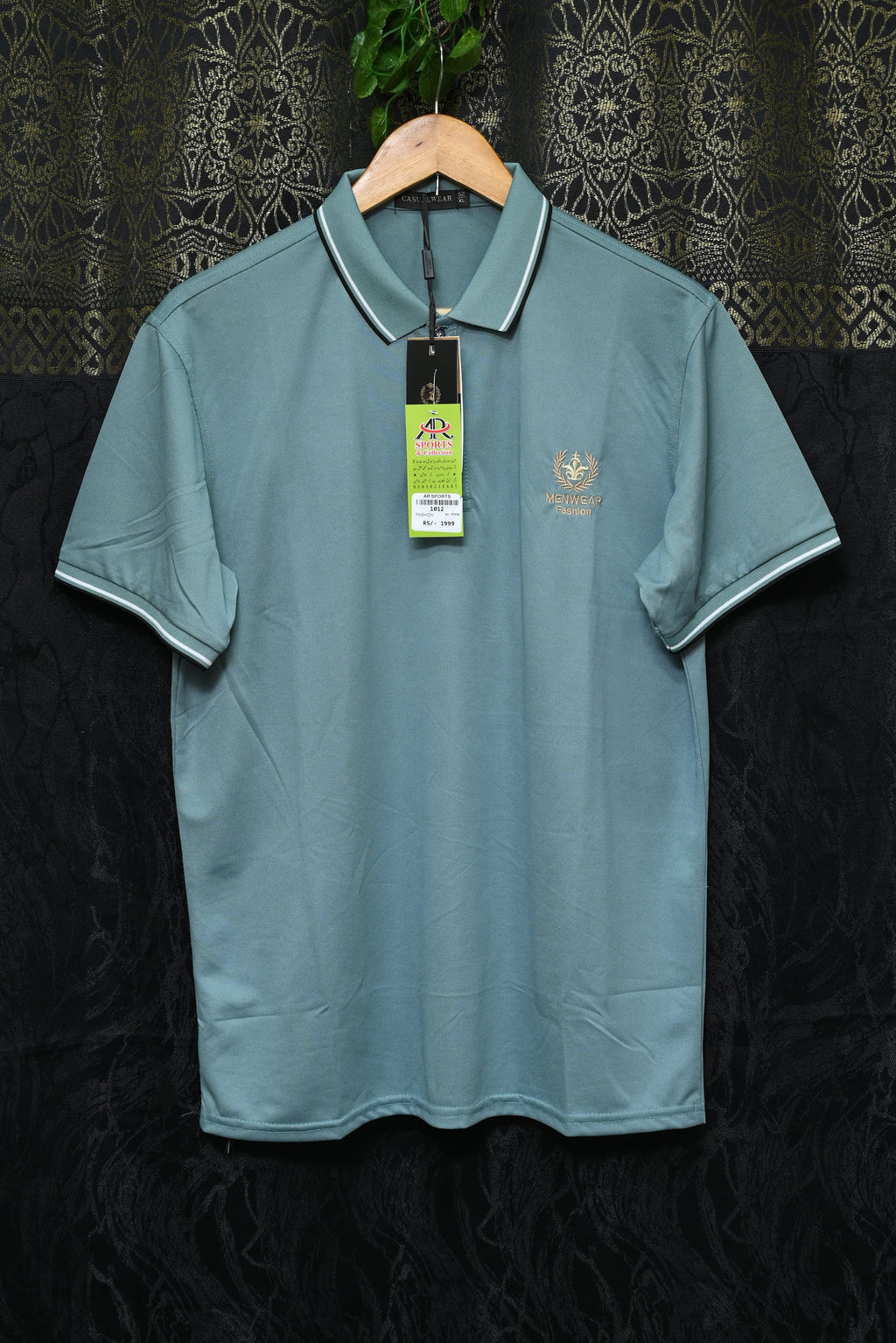 1012-Men’s Custom Fit Cotton Shirt with Rib Collar & Subtle Logo Embroidery