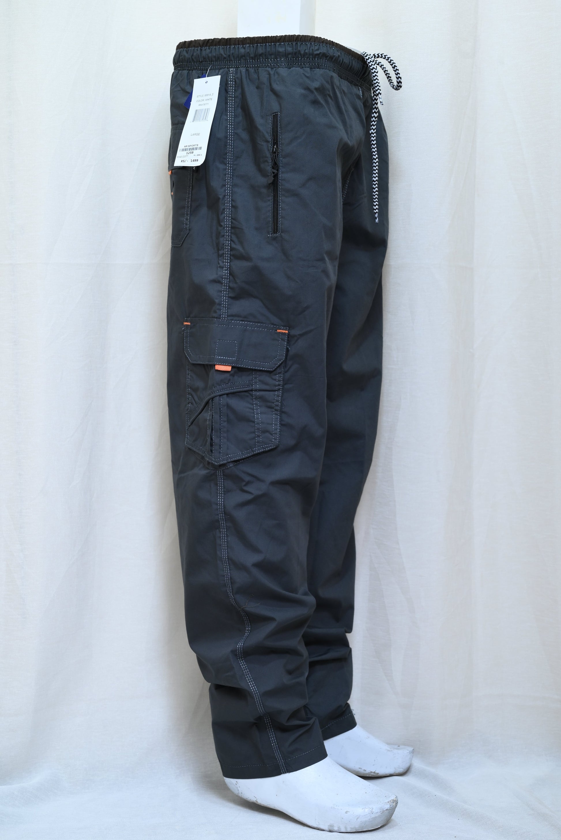 1259-Men’s China Cotton Regular Open Style Pants – Elastic Waist with 4 Pockets