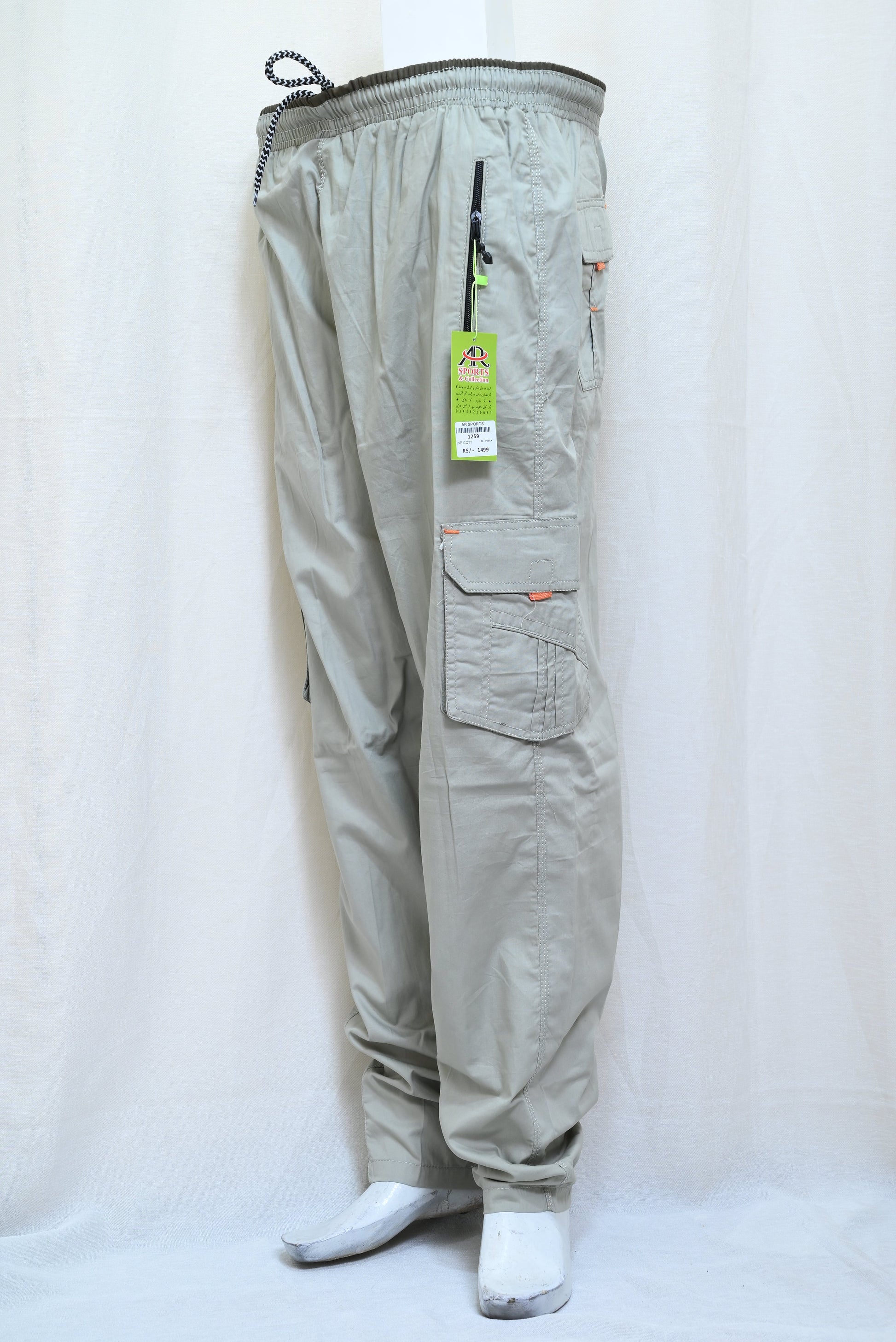 1259-Men’s China Cotton Regular Open Style Pants – Elastic Waist with 4 Pockets