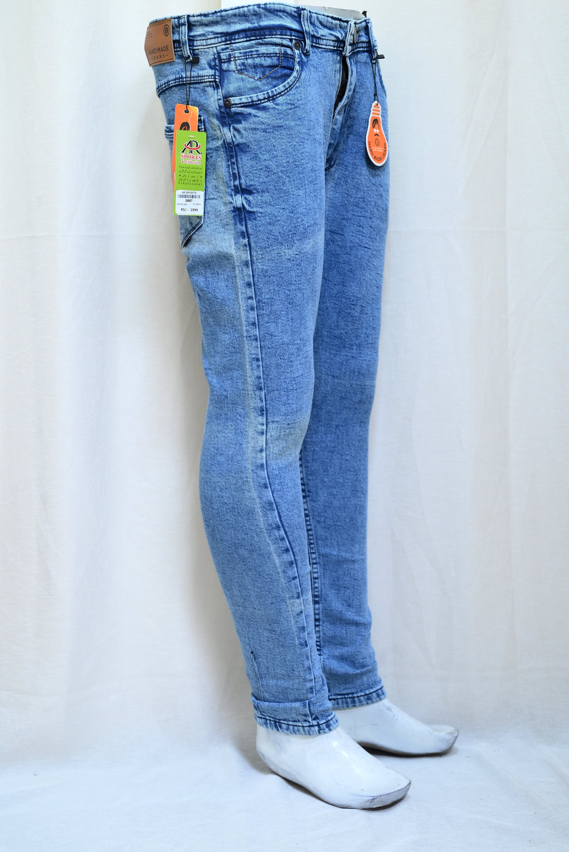 3007-Stylish Men’s Tailored Slim Fit Jeans – Zip Fly & Belt Loops