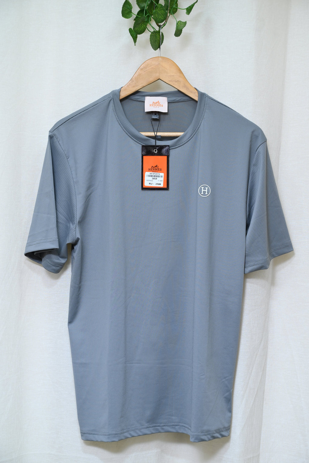 1019-Stylish Smart Fit Men’s Shirt – Small Logo Design, Round Neck, Button-Up