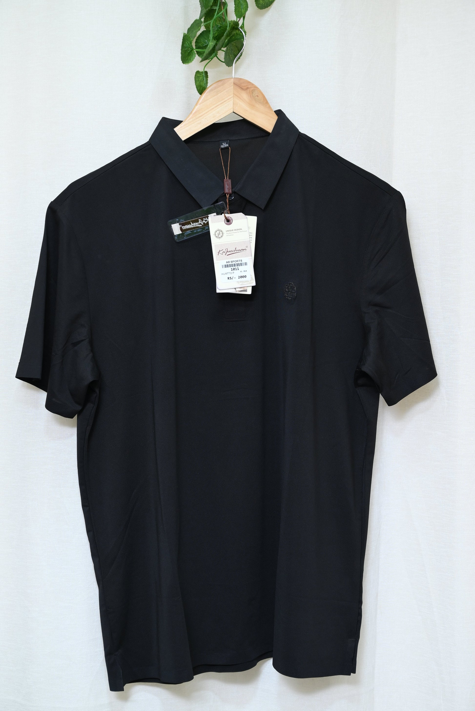 1011-Classic Custom Fit Button-Up Shirt – Rib Collar Neck, Small Logo Emb, Half Sleeves