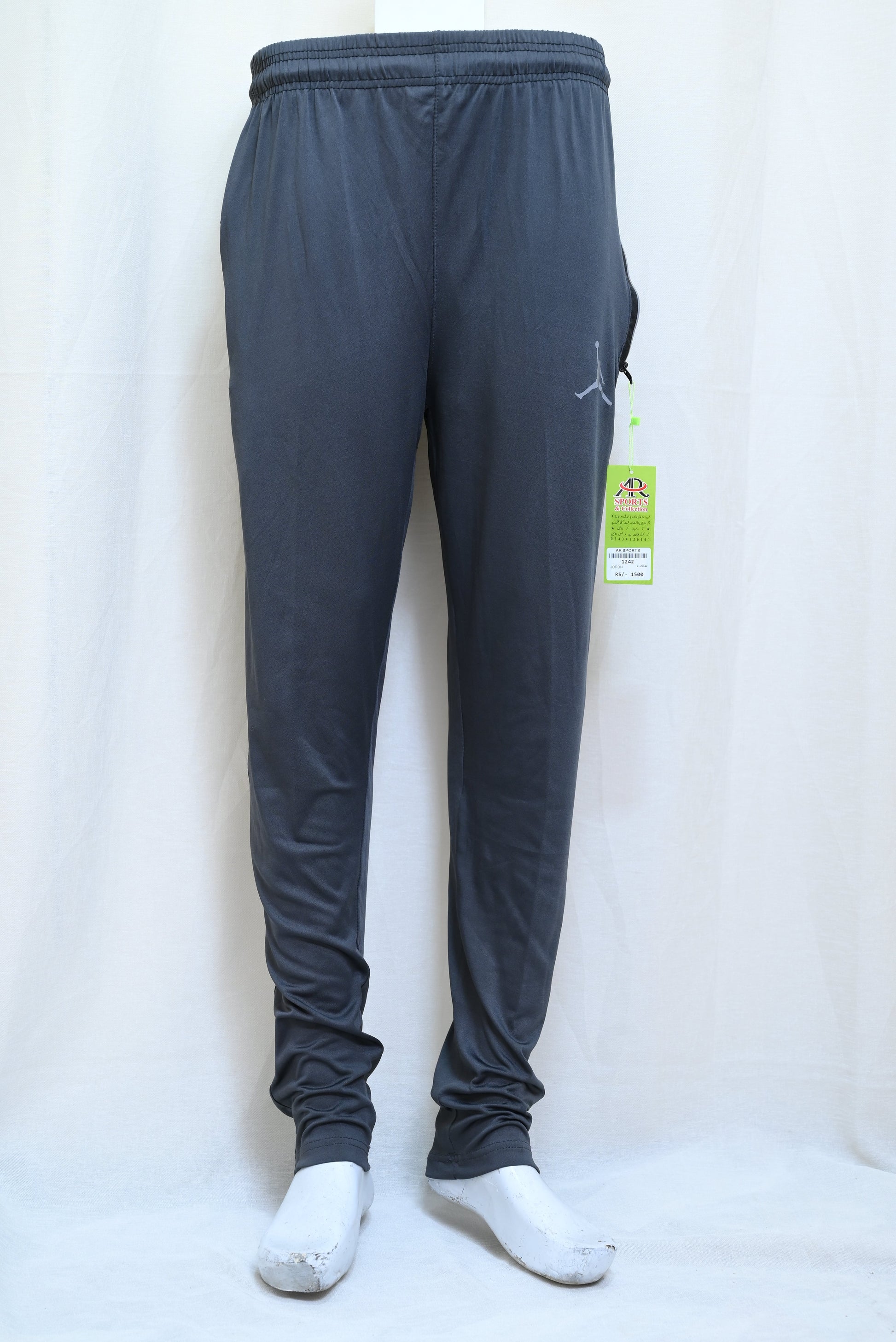 1242-Stretchable Lycra Pants – Slim Fit, Elastic Waist & Functional Zip Pockets