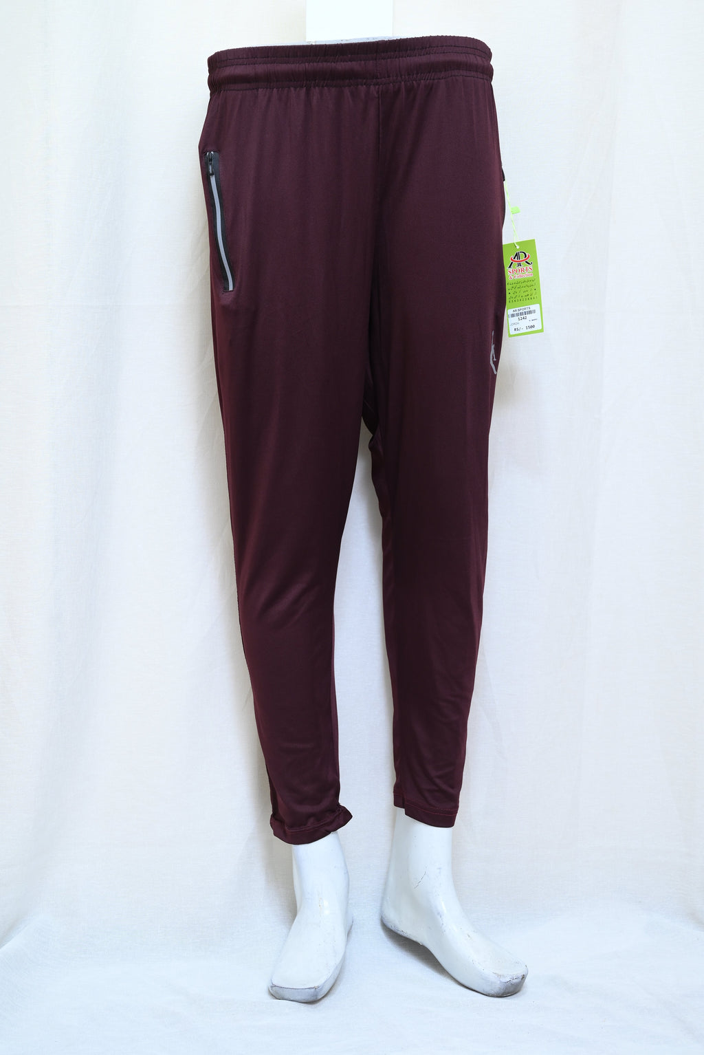 1242-Stretchable Lycra Pants – Slim Fit, Elastic Waist & Functional Zip Pockets