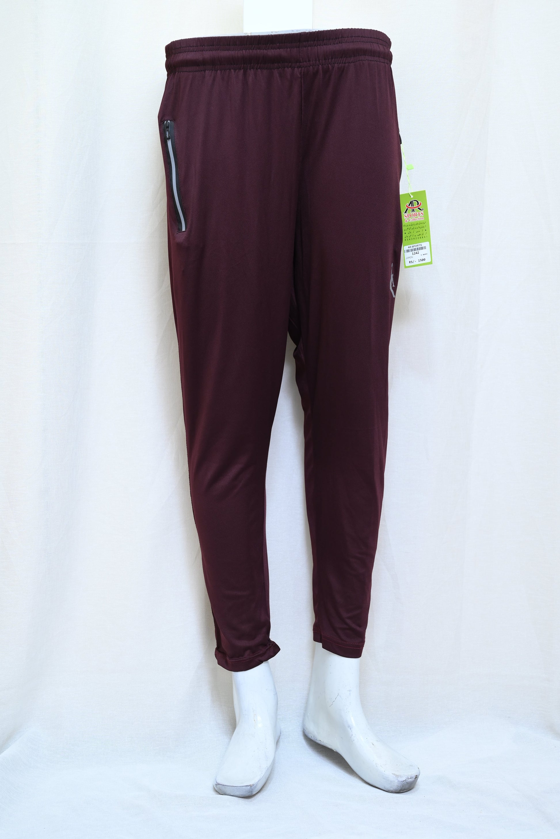 1242-Stretchable Lycra Pants – Slim Fit, Elastic Waist & Functional Zip Pockets