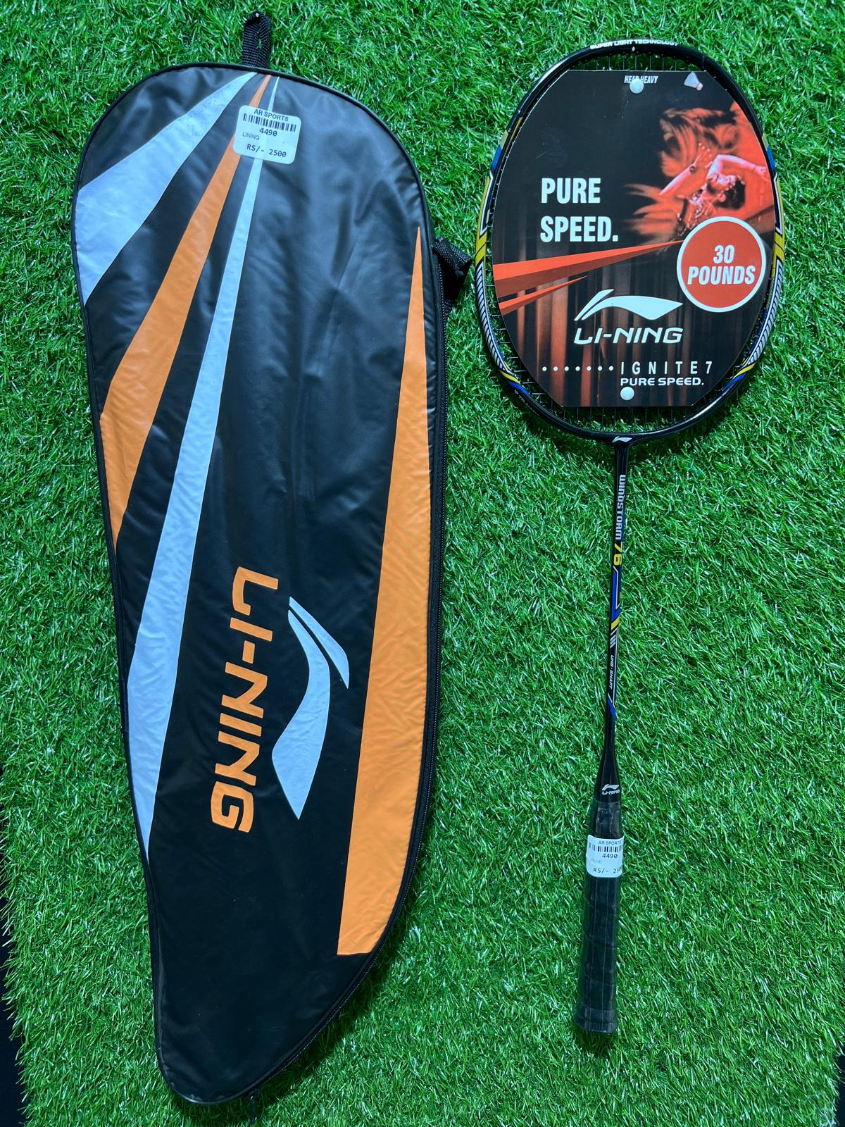 4490-Li-Ning Badminton Racket – Lightweight Carbon Fiber Frame, Head-Heavy Balance, Up to 30lbs Tension