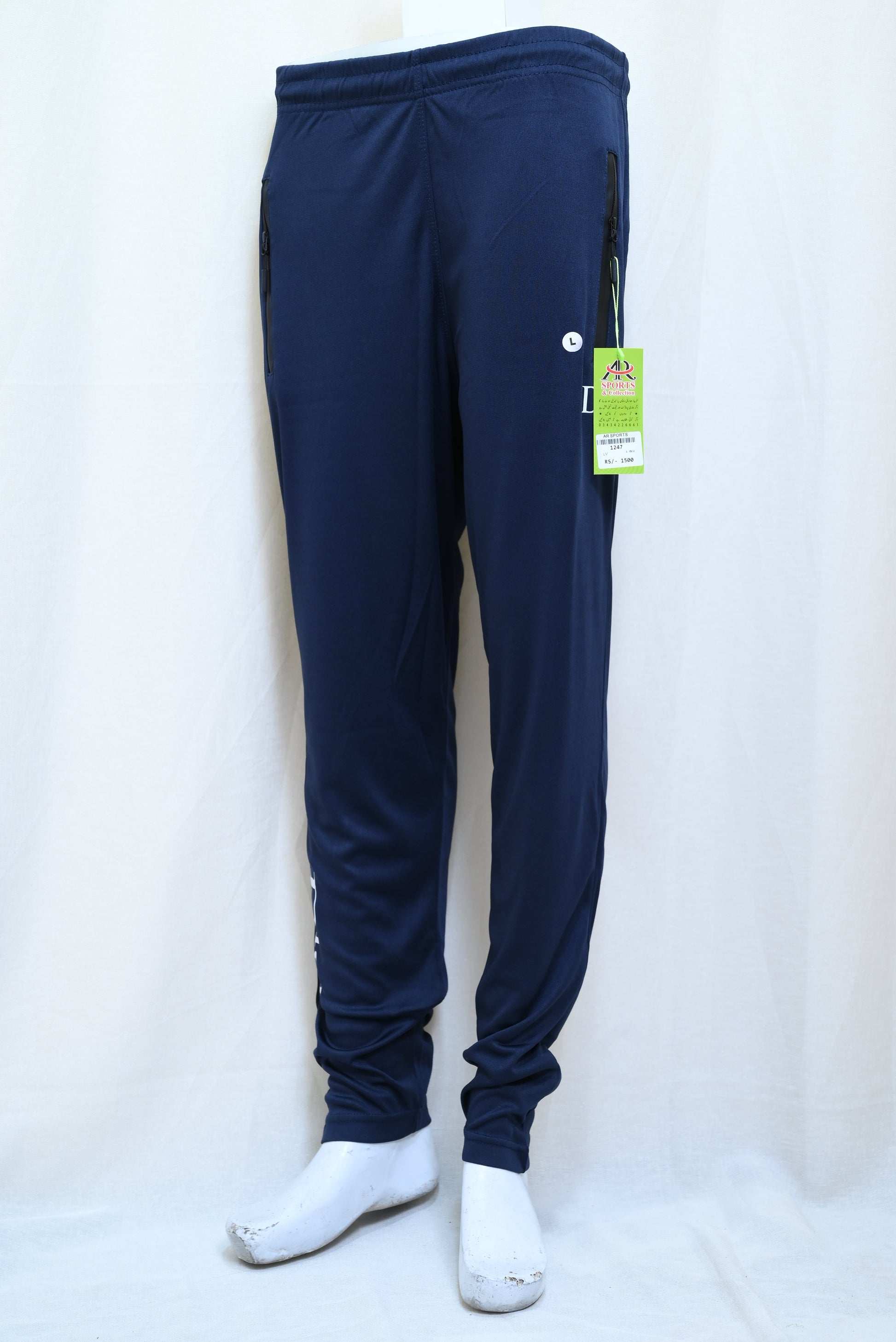 1247-Stylish Fine Interlock Pants – Slim Fit with Elastic Waist & Zip Pockets