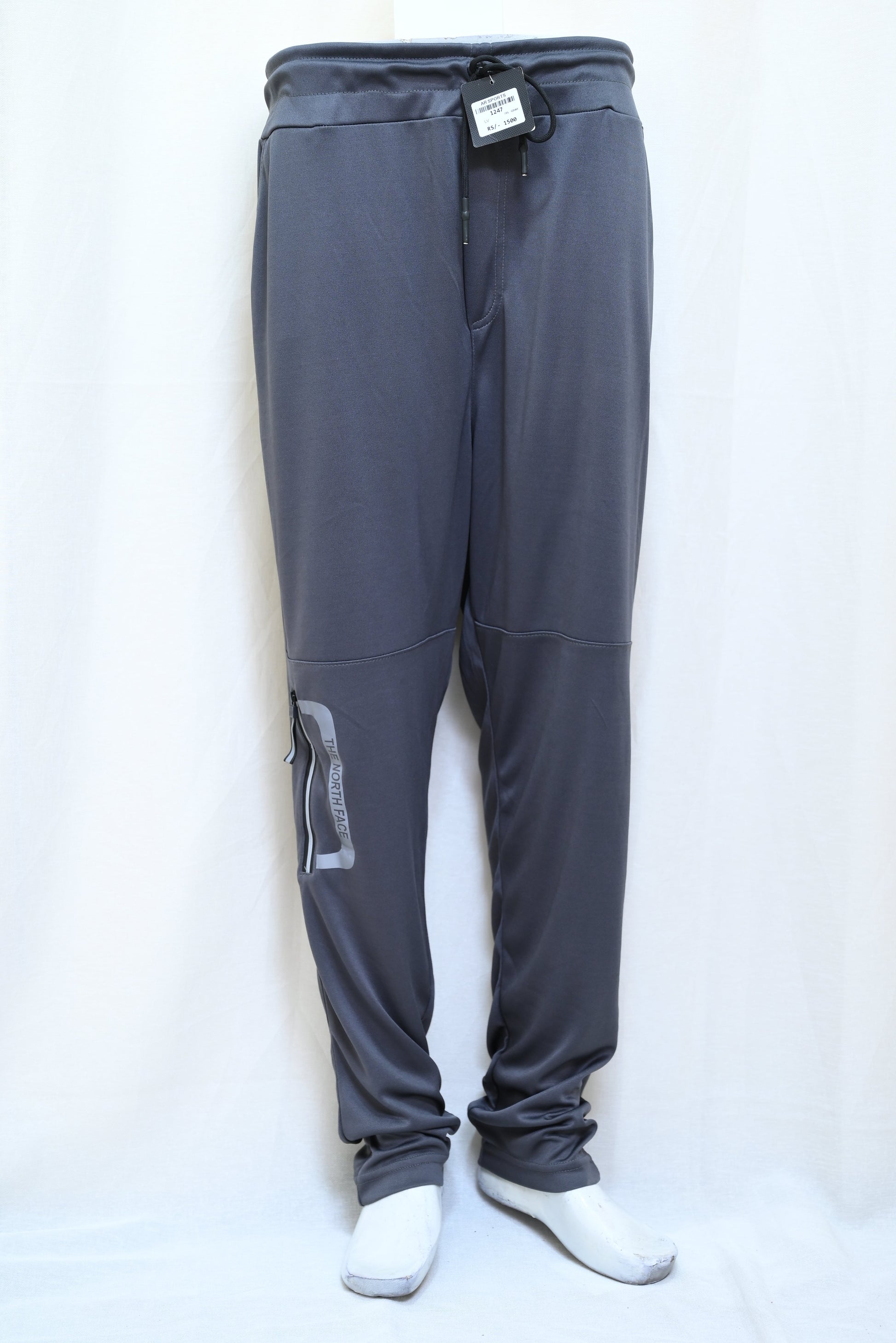 1247-Stylish Fine Interlock Pants – Slim Fit with Elastic Waist & Zip Pockets