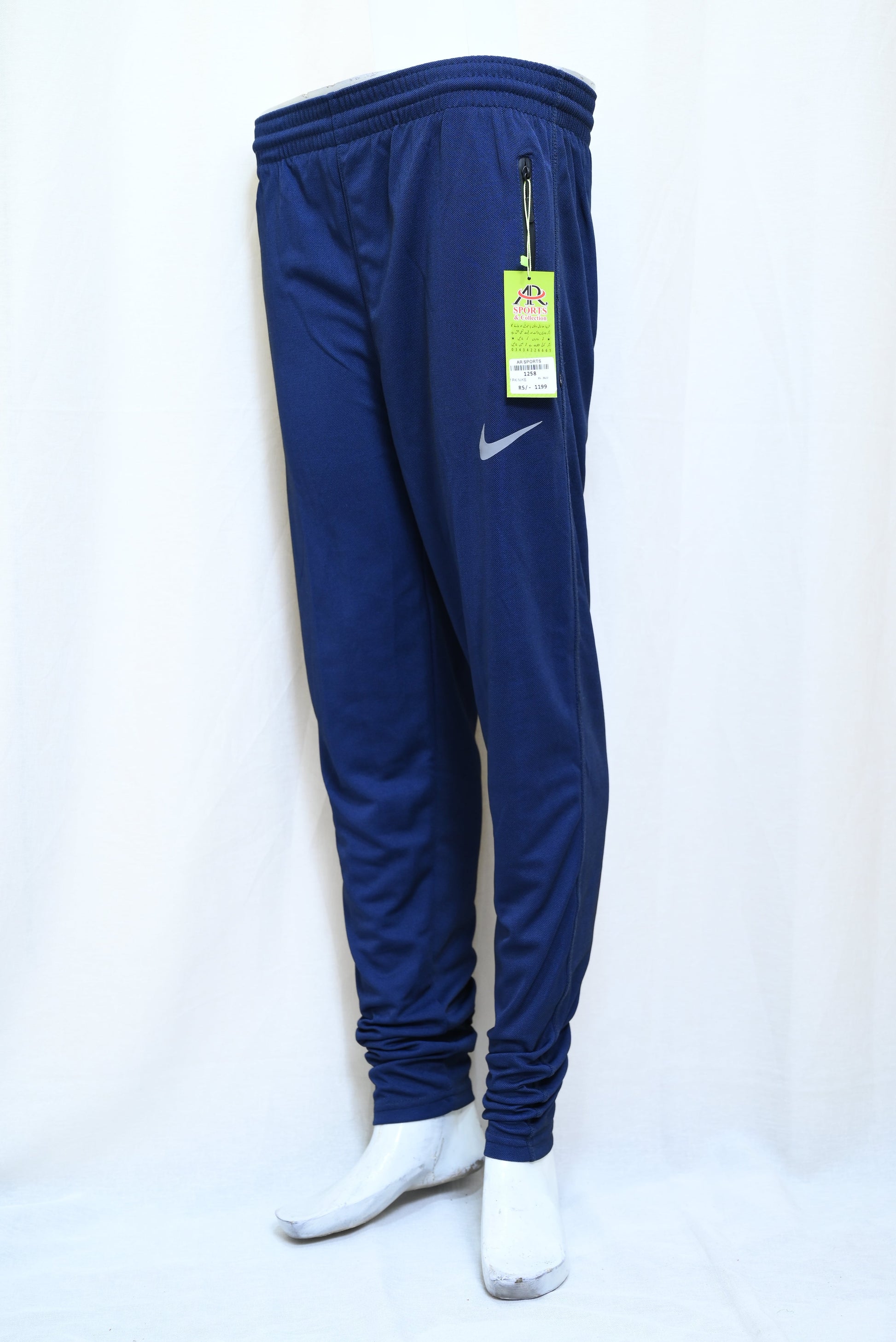 1258-Stylish PK Fabric Pants – Narrow Bottom, Elastic Waist, Two Zip Pockets