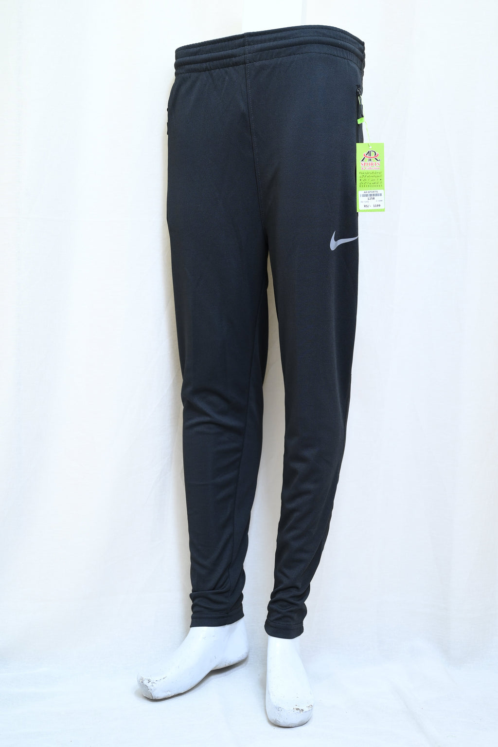 1258-Stylish PK Fabric Pants – Narrow Bottom, Elastic Waist, Two Zip Pockets