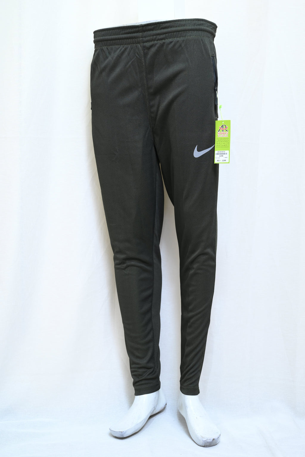 1258-Stylish PK Fabric Pants – Narrow Bottom, Elastic Waist, Two Zip Pockets