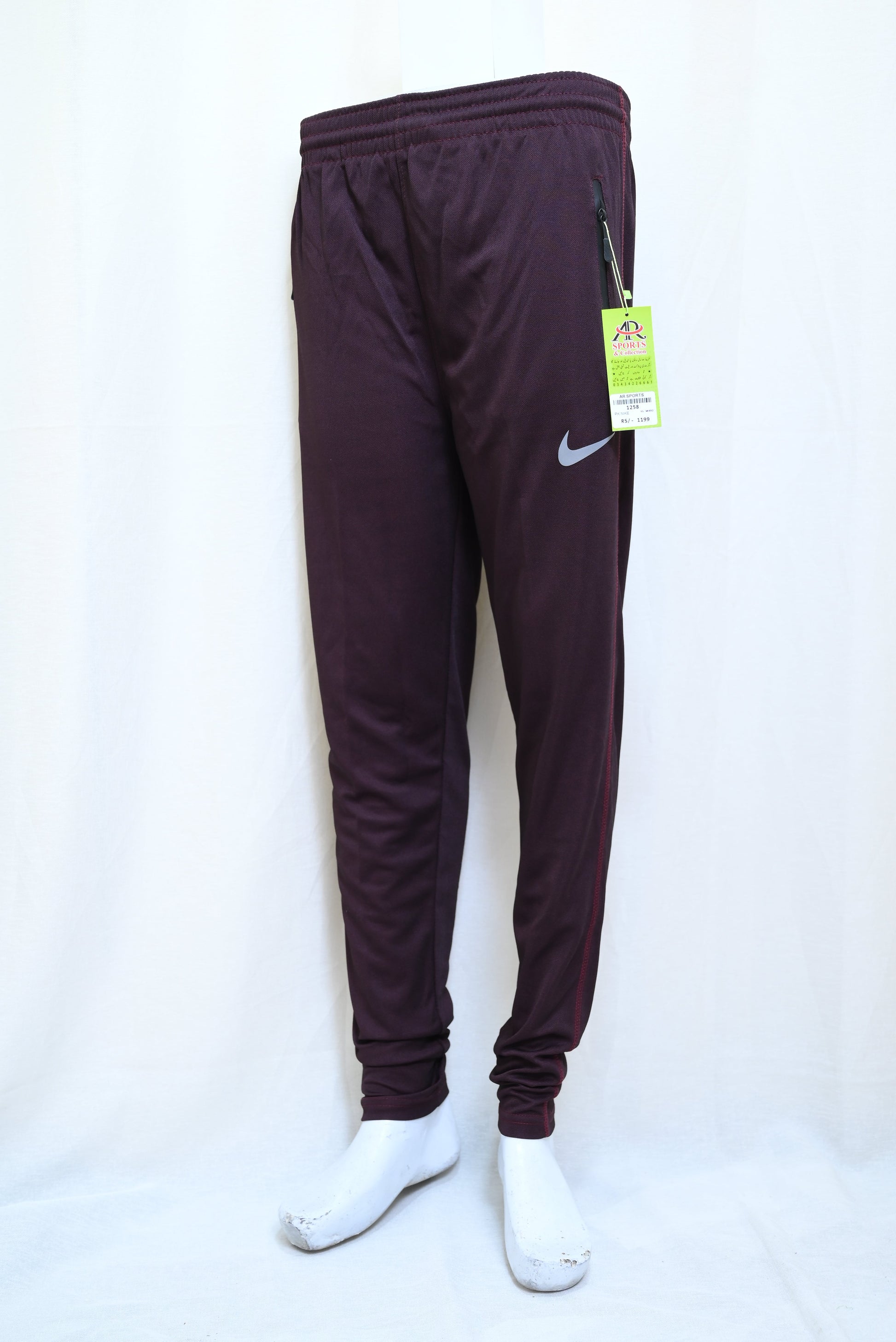 1258-Stylish PK Fabric Pants – Narrow Bottom, Elastic Waist, Two Zip Pockets