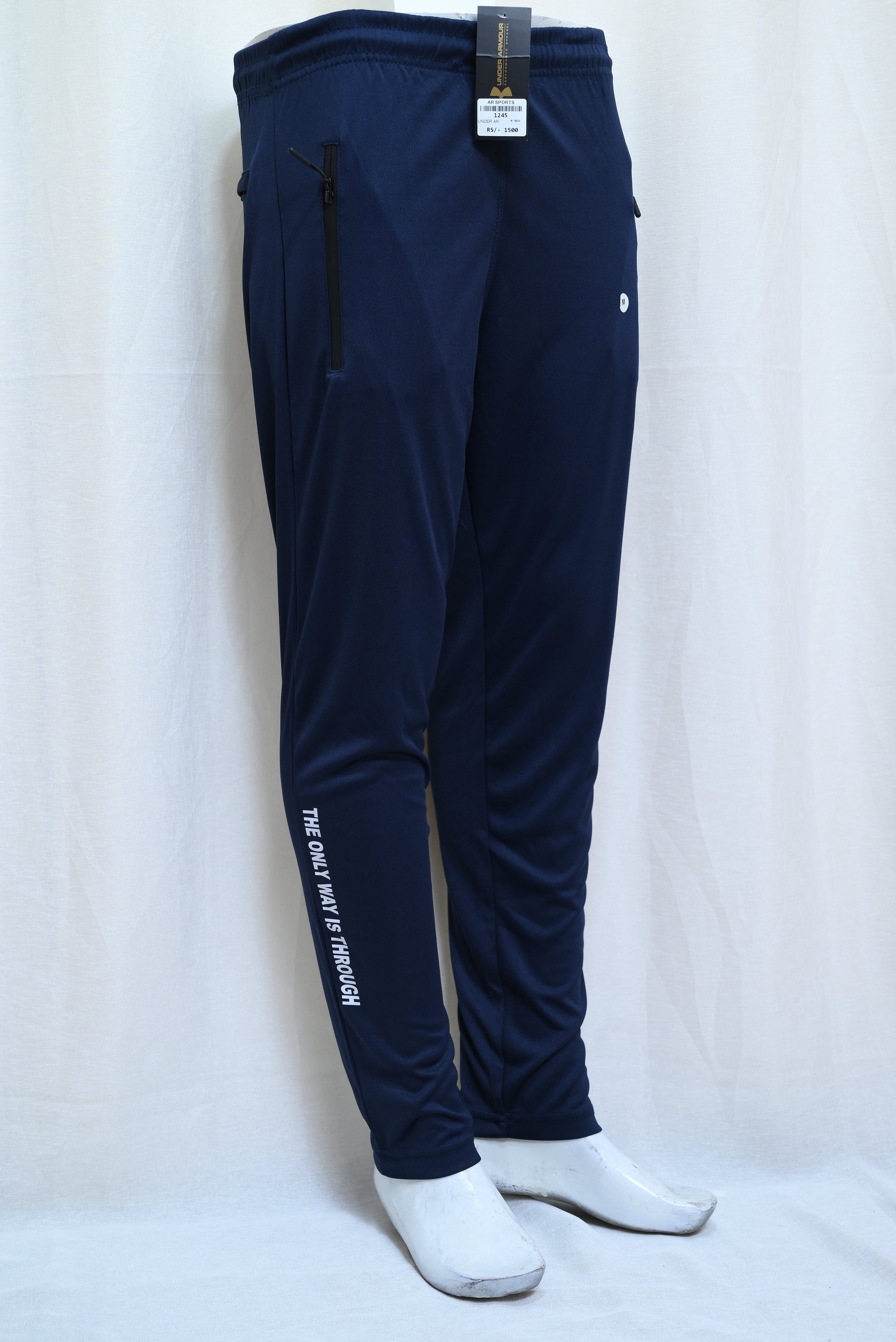 1245-Men’s Slim Fit Interlock Pants – Elastic Waist with Zip Pockets